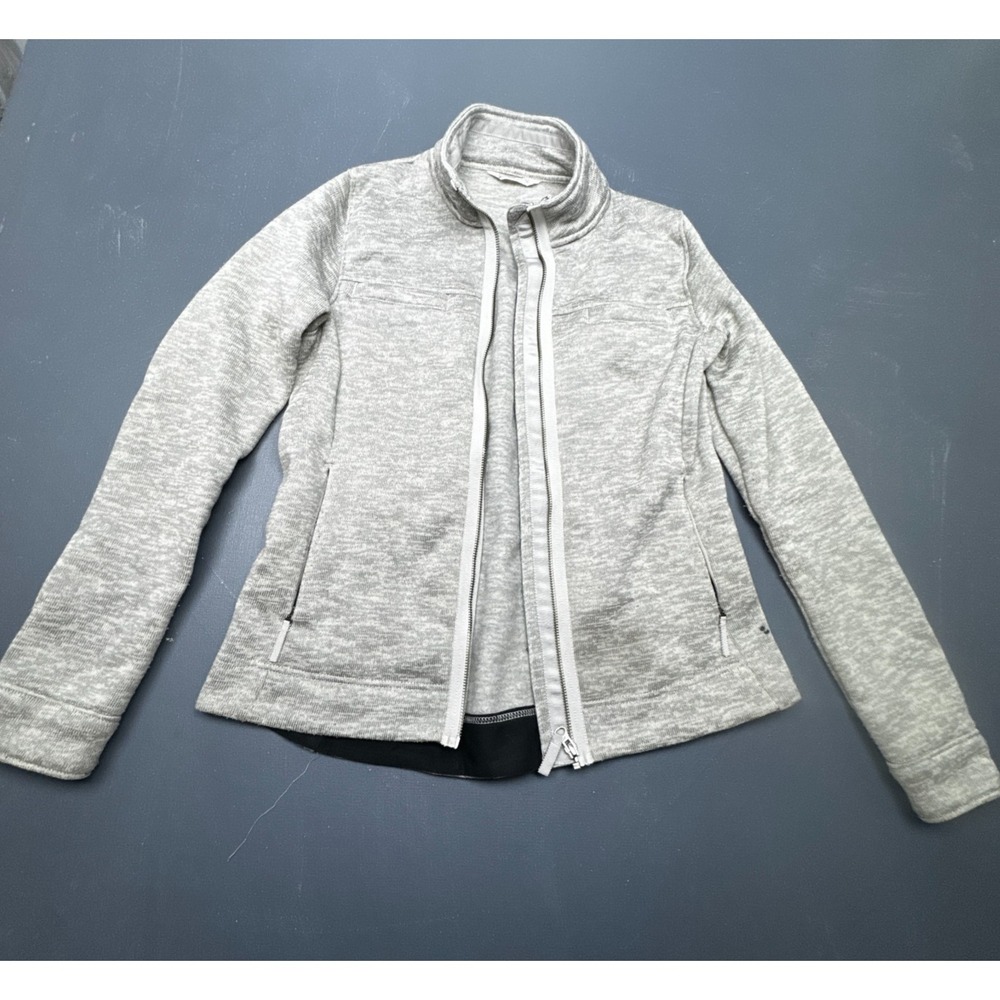 Mountain Khakis Womens M Gray Full Zip Fleece Sweater Jacket Classic Fit Outdoor